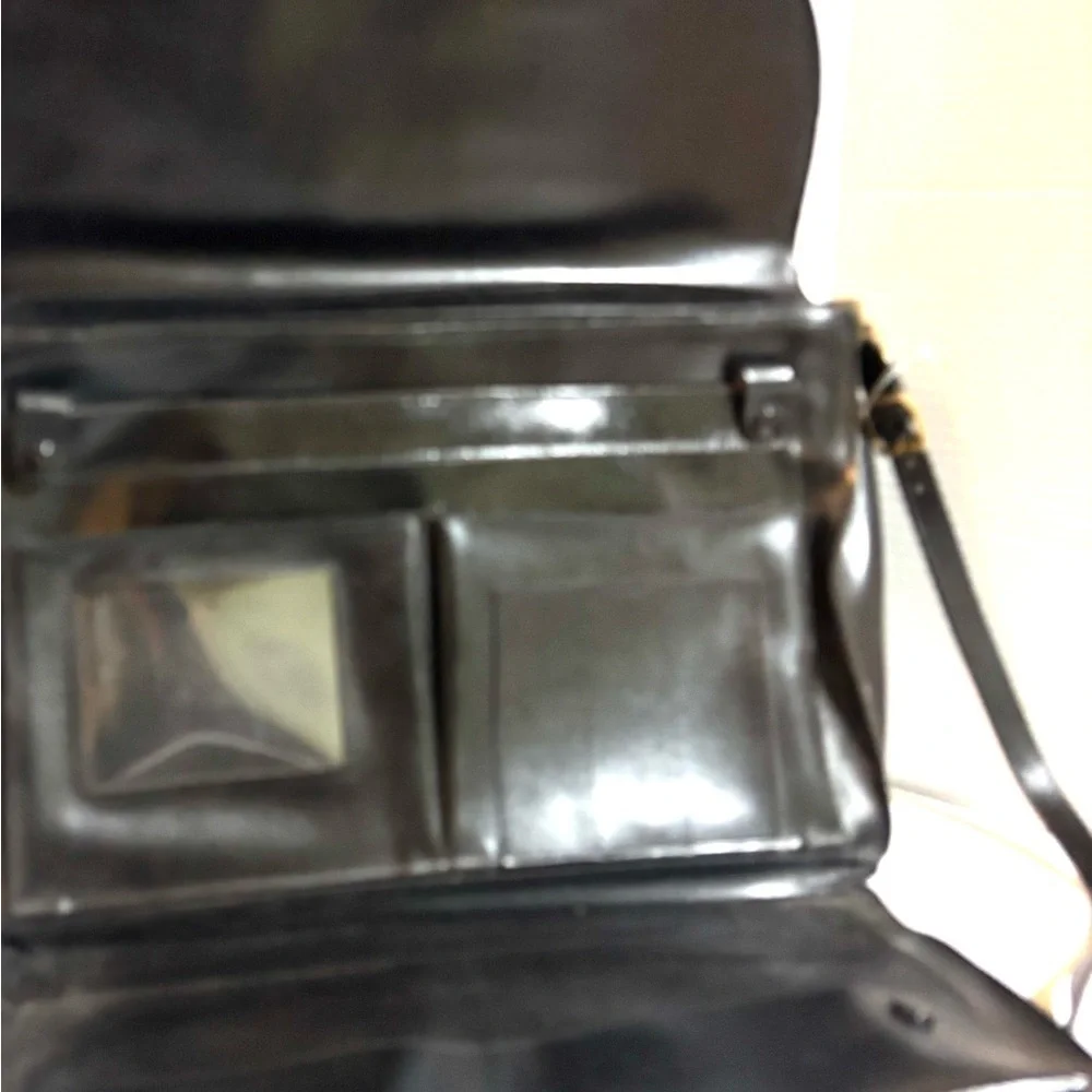 Vintage Black Leather Messenger Bag